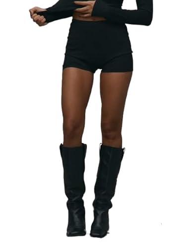RoseSeek Women's High Waisted Booty Shorts Party Going Out Fitted Y2K Mini Shorts Black Small