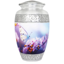 Urn for Ashes for Women or Man, Cremation Urns for Human Ashes Adult Female and Male, Funeral Decorative Urns, Burial Urn, Hand Engraving, Blue Butterfly & Pink Flower - Large Full Size