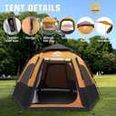 Hewolf 2-4 Person Camping Tent - Instant Pop Up Waterproof 2 Doors Tent with Easy Setup | 3-Season Hexagonal Dome Design for Family, Hiking & Traveling