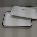 Unomor Enamel Baking Tray with Lid for Kitchen Oven White Roasting Pan for Casserole and Lasagna Vintage Deep Baking Dish 12.20x8.26x2.95in 2-Pack (31.00X21.00X7.50CM)