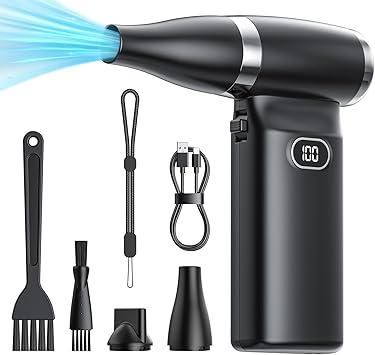 Electric Compressed Air Duster Cordless: 60 MPH High Wind Speed Mini Air Blower for Electronics Portable Computer Cleaner Hand Keyboard Cleaning Powerful Duster for Car, Fans and Other Sences Electric Compressed Air Duster Cordless: 60 MPH High Wind Speed Mini Air Blower for Electronics Portable Computer Cleaner Hand Keyboard Cleaning Powerful Duster for Car, Fans and Other Sences