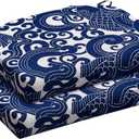 downluxe Outdoor Chair Cushions Set of 2 for Patio Furniture, Water-Resistant Patio Chair Cushions with Ties, High Density Foam Outdoor Seat Cushion, 17" X 16" X 2", Blue Carp