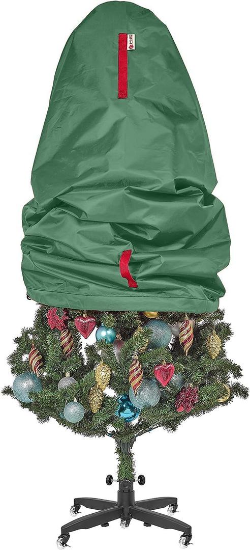 Upright Christmas Tree Storage Bag - Fits 4 Ft Artificial Xmas & Topiary Tree, Vertical Holiday Cover, Durable, Dustproof & Easy-Use Xmas Storage, Green