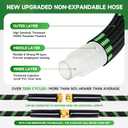 Garden Hose 100ft Flexible Non-Expandable Water Hose Ultra Lightweight Kink-Free Leak-Proof Durable & Abrasion-Resistant with 3/4" Brass Fittings for Patio Yard RV and Outdoor Use