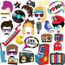 80s Photo Booth Props, 38pcs 80s Party Decorations, 80s Theme Photo Booth Props by Tvorvik, 80s Photo Booth Decorations Suit for 80s Party, 80s Birthday Party, 80s Theme Party