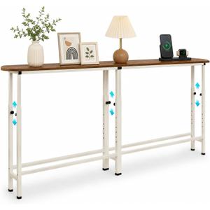 Narrow Console Table, 78.8" Sofa Table Adjustable Height Behind Couch Table