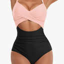 Eomenie Women's One Piece Swimsuits Tummy Control Cutout High Waisted Bathing Suit Wrap Tie Back 1 Piece Swimsuit M