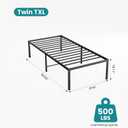 Sweetcrispy Twin XL Size 18 Inch Platform Bed Frame, Heavy Duty Metal Foundation Frame, Noise-Free Sturdy Steel Slats, Underbed Storage, No Box Spring Needed, Quick Setup