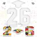 HILAVO 26 Charcuterie Numbers Fillable, 3Pcs 13.7" Graduation Cap Number Charcuterie Board Box 2026 Graduation Decorations Food Serving Tray for Class of 2026 Congrats Grad Party Decorations