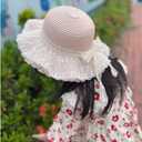 Little Girl Kids Breathable Summer Straw Hat Foldable UV Protection Bowknot Wide Brim Floppy Beach Sun Visor Hats