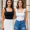 ALGALAROUND Bodysuit Women Square Neck Double Lined Tank Top Sleeveless Backless Sexy Seamless Body Suit Going Out Bodysuits (White)