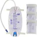 3 Pack Catheter Bags, Premium Easy-Tap Leg Bag Urinary Drainage Bag, 32 Oz with 3 18 Tubing, Anti-Reflux Valve, with Cloth Straps to Attach to Your Foot, Advanced Flip Drain for EZ Disposal