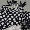 Women's 1950s Polka Dress Set Audrey Vintage-Inspired Cocktail Halter Swing Dress with Accessories 10PCS (Large, Black)