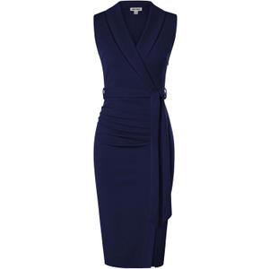 GRACE KARIN Women's Wear to Work Sleeveless Ruched Bodycon Office Pencil Midi Dresses with Belt (14, Navy Blue) GRACE KARIN Women's Wear to Work Sleeveless Ruched Bodycon Office Pencil Midi Dresses with Belt (14, Navy Blue)