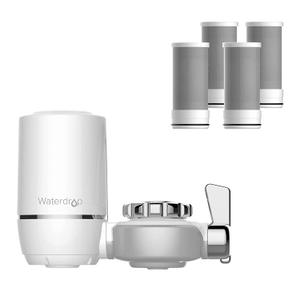 Waterdrop Water Filter for Sink Faucet, NSF Certified Water Purifier, 320 Gallon Tap Water Filter for Kitchen Sink, Reduces Chlorine, Lead-Free Material, Faucet Mount Water Filtration System 4 Filters