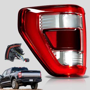 LED Tail Lights Compatible With Ford F150 2021 2022 2023 With Blind Spot Rear Brake Lamp Signal Assembly Fit King Ranch Lariat Limited Platinum Taillights (Chrome Housing Left Driver Side)
