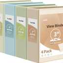 SUNEE 3 Ring Binder 3 Inch 4 Pack, Clear View Binder Three Ring PVC-Free (Fit 8.5x11 Inches) for School or Office Supplies, Neutral Aesthetic