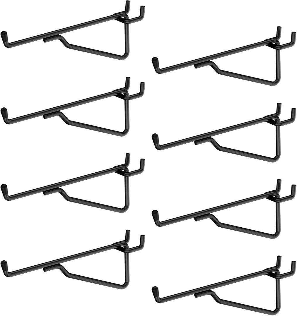 INCLY 6" Pegboard Shelf Hooks, 8 Pack Black Pegboard Shelf Brackets Hooks, 1/4 Inch Peg Board Organizer Accessories Display and Storage Rack for Garage Workbench Craft Room Office