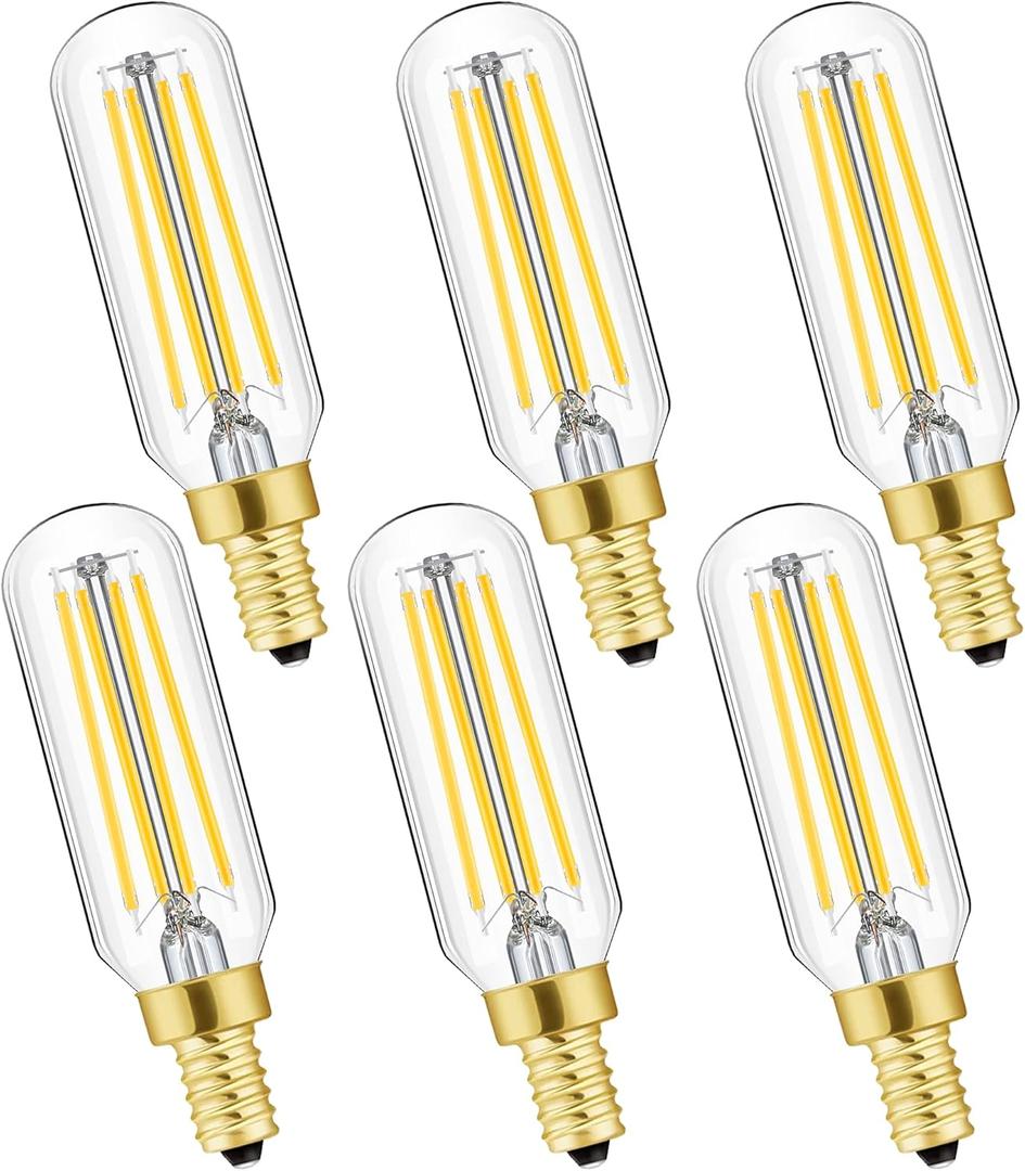 Dimmable T6 LED Bulbs, 8W E12 Edison Light Bulbs Soft White 3000K,800lm, 100W Candelabra Incandescent Bulbs Equivalent Vintage LED Filament Edison Candle Bulb with Decorative, 6Pack.