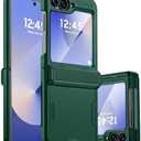 oupeigar for Samsung Galaxy Z Flip 6 Case/Z Flip 7 FE Case, Hinge Protection & Built-in Screen Protection, Wireless Charging,Durable Shockproof Cover for Z Flip 6/ Z Flip 7 FE-Green