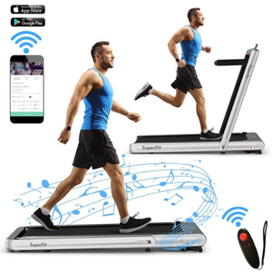 SuperFit 4.75HP 2 In 1 Folding Treadmill W/Remote APP, Silver