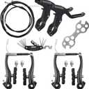 Complete Bike Brakes SetInner and Outer Callipers Cables Lever Kit Universal Bike Front and Rear MTB Brake with Multi-Tool Wrenches Black