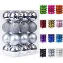 Emopeak 96Pcs Christmas Balls Ornaments for Xmas Christmas Tree - 4 Style Shatterproof Christmas Tree Decorations Hanging Ball for Holiday Wedding Party Decoration (Silver, 1.6"/4.2CM) 4Packs