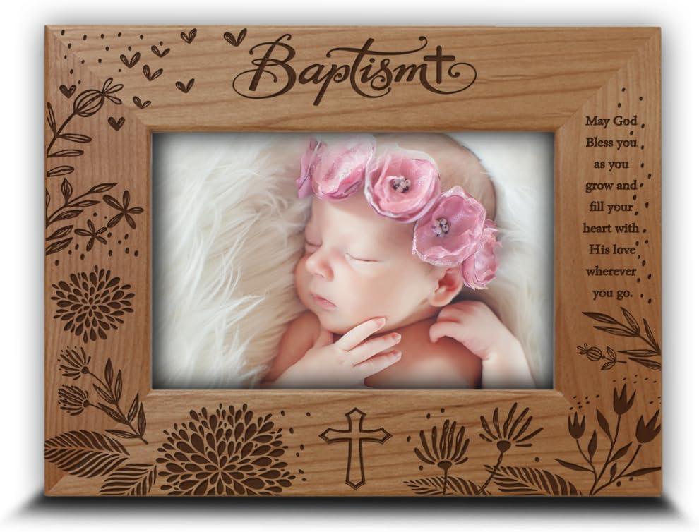 BELLA BUSTA -Blessings Baptism Christening Baby Girl/Boy Baptized Presents from Godparents -Ceremony of Baptizing a Child-Engraved Frame (5x7 Horizontal)