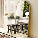 GLSLAND - 20x57 inch Arched Full Length Mirror - Floor Mirrors Aluminum Alloy Frame Full Body Dressing Mirror for Bedroom, Living Room,Black (Gold)