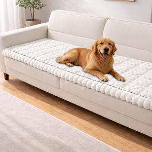Couch Cover for Dogs Washable,Non Slip Fuzzy Durable Couch Covers for 3 Cushion Sofa Pet Friendly Sofa Cover Dog Thick Soft Slipcovers Protector Couches Mat Bed (Beige, 27.6" x 70.9"/70 x 180cm)