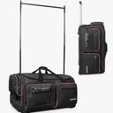 Fanwoli 28" Dance Bag with Garment Rack | Upgraded Stable System & Fabric | More Lightweight & Wear-Resistant | Ideal Competition Rolling Duffle Bag | Black/Pink Trim