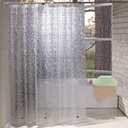 EurCross 72 x 96 inch Extra Long Shower Curtain Liner with 3D Pebble Design, 11G EVA Heavy Duty Plastic Clear Shower Liner Curtains for Bathroom with 5 Magnets