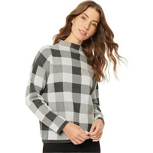 Jones New York Women's Mock Neck Long Sleeve Jacquard Sweater, Size XS, Color Gray