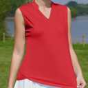 Womens Golf Shirt V Neck Sleeveless Polo Shirts Athletic Tennis Tank Tops Moisture Wicking Lightweight Sports Top (M)