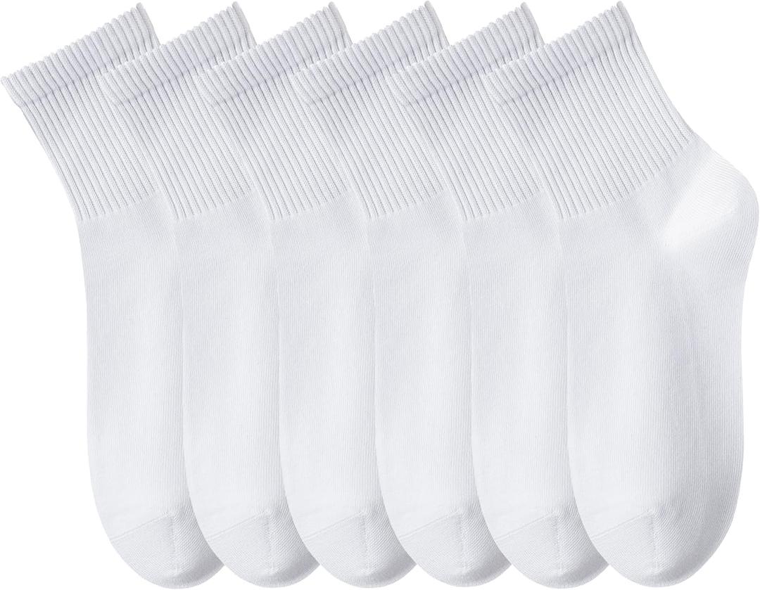 MAGIARTE Womens Mini Crew Ankle Socks Athletic Casual Cotton Socks for Women (White, L)