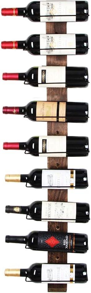 J JACKCUBE DESIGN Wall Mount Wine Rack Organizer for 9 Bottles, Elegant and Simple Rustic Wood Wine Storage Display Holder for Kitchen and Home Dcor- MK699A