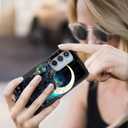 for Galaxy S25 FE Case,Dual Layer Hybrid Heavy Duty Rugged Shockproof Hard PC +Soft Silicone Protective Case for Samsung Galaxy S25 FE 6.7" 2025,Black Cat Floral Moon