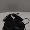 SOLY HUX Women's Sexy Lace Sheer Corset Top Halter Neck Tie Up Backless Crop Tops Party Rave Outfits Solid Black Small