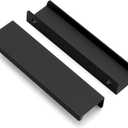 Ravinte 6 Pack Finger Pulls for Cabinets 120mm/4.72" Length Black Edge Pulls Matte Black Finger Cabinet Pulls Concealed Handles for Kitchen Drawer Finger Edge Pull Tab Handle