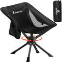 Folding Camping Chairs Lightweight & Portable, No Assembly, 360 Swivel Camping Chair for Adults, Compact Outdoor Chairs for Beach, Lawn, Travel, Backpacking, Hiking, Fishing (Black)