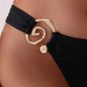 ZAFUL Women Cheeky Bikini Bottoms Wave Swimsuit Swim Briefs Bathing Basic Suit Bottom 8-Black S (Black, L)