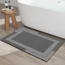 YDKGL Non Slip Bath Mat, Rubber Backing Ultra Thin Bathroom Rugs Fit Under Door Quick Dry Super Absorbent Washable Bath Rug Shower Mat for Bathroom Floor Bathtub Sink, Easy Care Dark Grey 24"x 35"