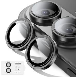 2 x for iPhone 17 Lens Protector[Shatterproof 9H Tempered Glass] [1:1 Invisible Ultra Clarity Cover,Black