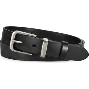 JASGOOD Women Belt Genuine leather Belt with Silver Buckle,Ladies Full Grain Leather Belt for Jeans Pants,Black (Black)