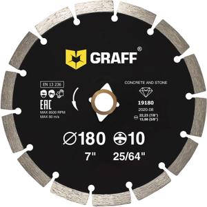 7 Inch Diamond Blade for Angle Grinder  Diamond Cutting Wheel for Cutting Stone, Marble, Granite, Brick, Masonry, Paving Flag, Concrete  Diamond Saw Blades Segment Height 0.394 (10 mm)  GRAFF