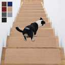 Antdle Stair Treads Non-Slip 16 Pack 8"x30" - Carpet Stair Runner for Indoor Wooden Steps with TPE Backing & Anti-Skid Surface, Reusable Adhesive Safety Rug for Kids/Elder/Pet Home - Cornstalk