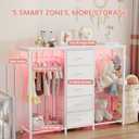 Dresser with Hanging Rack, 5 Drawer Chest with Charging Station & LED, 55.1"D x 13.8"W x 43.3"H