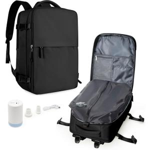 SEAFEW Large Travel Backpack with Vacuum Seal Compression, Vacuum Travel Flight Backpack with Electric Pump, Waterproof Work Backpack Compression bags Casual Daypack with Shoe Compartment, Black