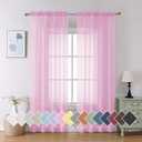 Aiyufeng Sheer Pink Curtains 72inches Long (40"W x 72"L (Pack of 2))