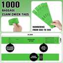 Feifeiya 1000 Hotel Luggage ID Tags with Transfer Tape on Back Paper Baggage Claim Check Tags Numbering from 000 to 999 Baggage Identification for Hotel Suitcase Motel Bag(Green)